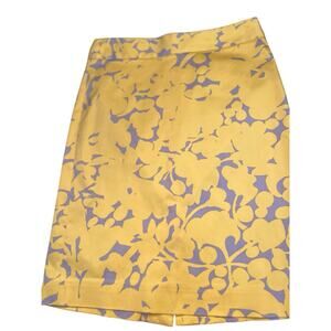 J.Crew Yellow Gray Gladiola Knee Length Pencil Skirt size 2